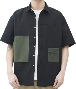 Men's T-Shirts Stylish Cargo Shirts Coat Summer Spring Thin Jacket Tops Men Boys Streetwear Button Down Shirts Pocket