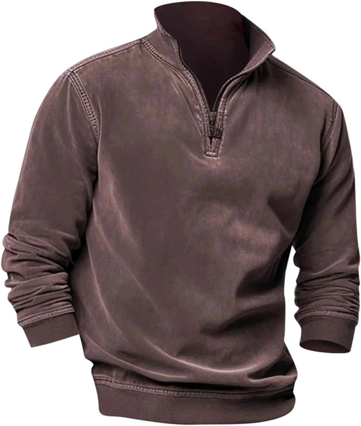 Men's Thermal Fleece Quarter-Zip Pullover, Winter Outdoor Warm Sweater Lightweight Running Sweatshirt