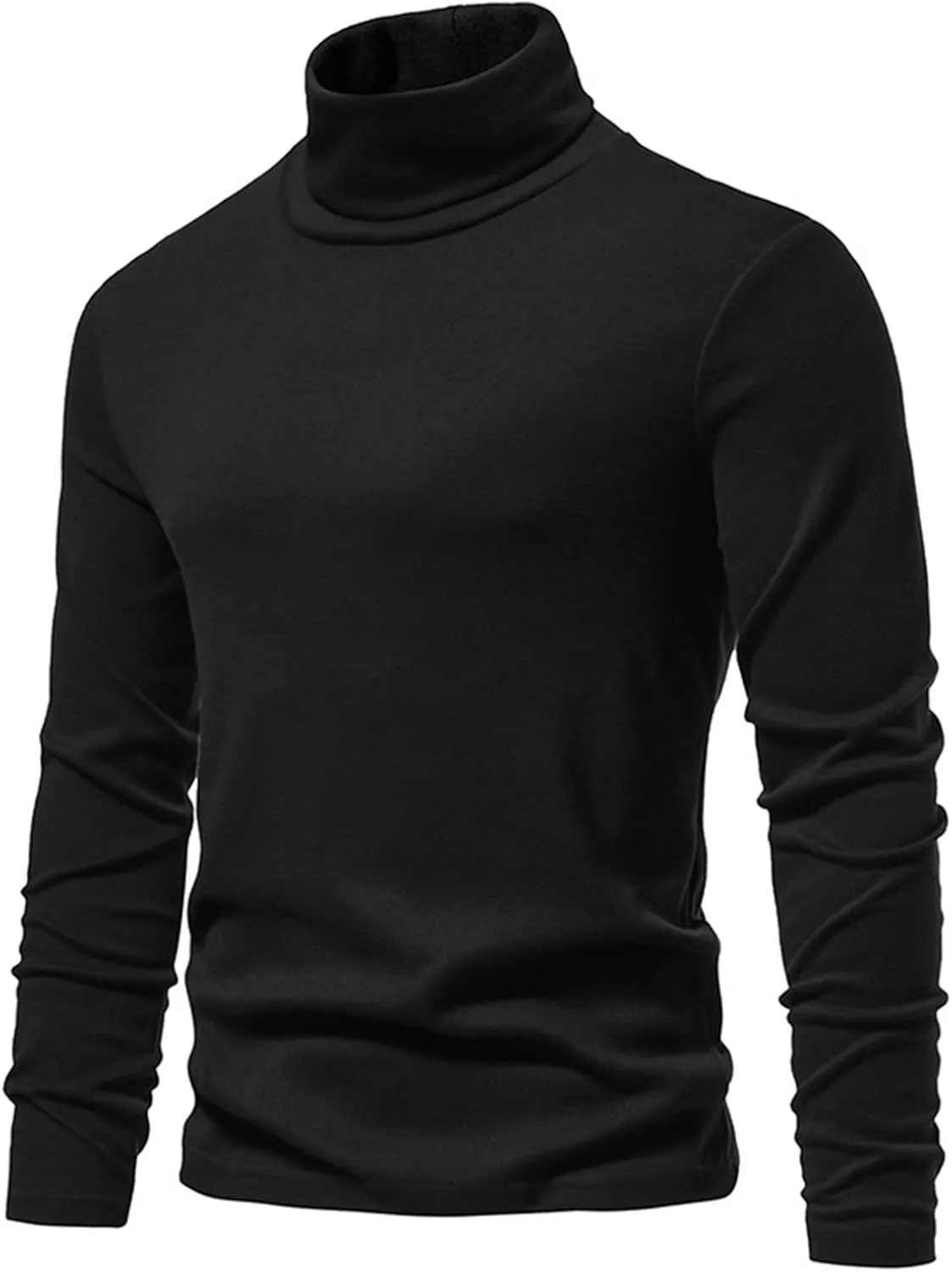 Mens Turtleneck Sweater Lightweight Slim Fit Thicken Warm Pullover Casual Long Sleeve Basic Cotton Knitted Undershirt