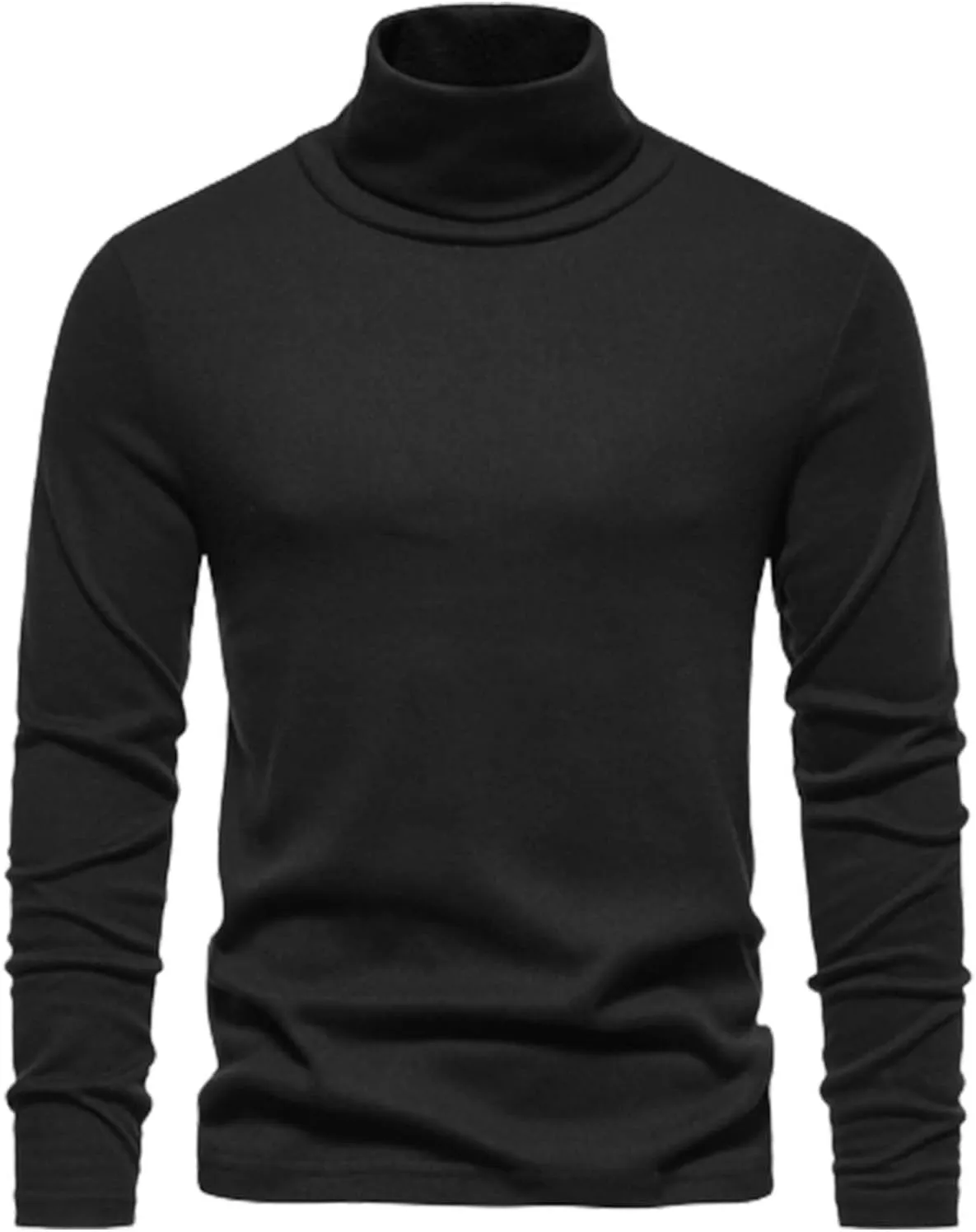 Mens Turtleneck Sweater Lightweight Slim Fit Thicken Warm Pullover Casual Long Sleeve Basic Cotton Knitted Undershirt