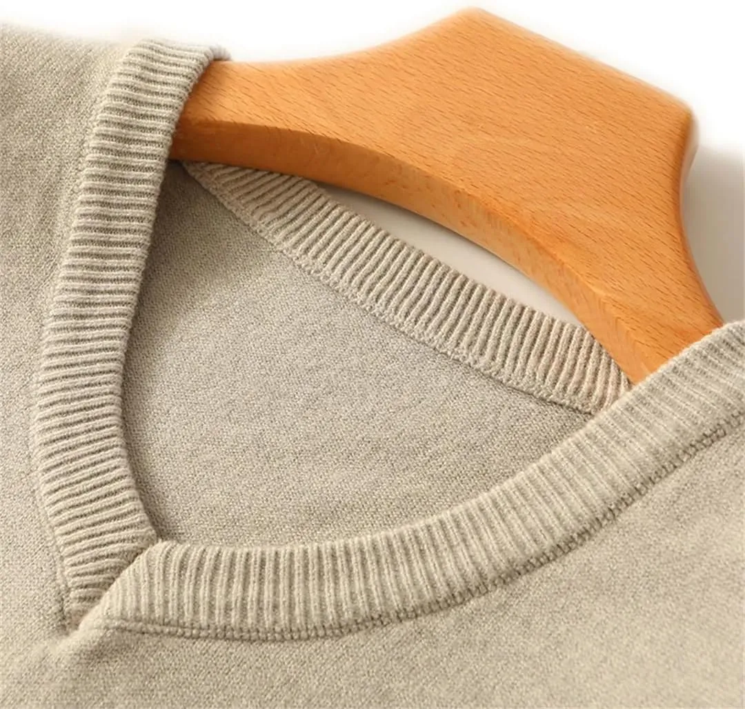 Men's V Neck Knit Sweater Vest Wool Down Blend Relaxed Fit Sleeveless Pullovers