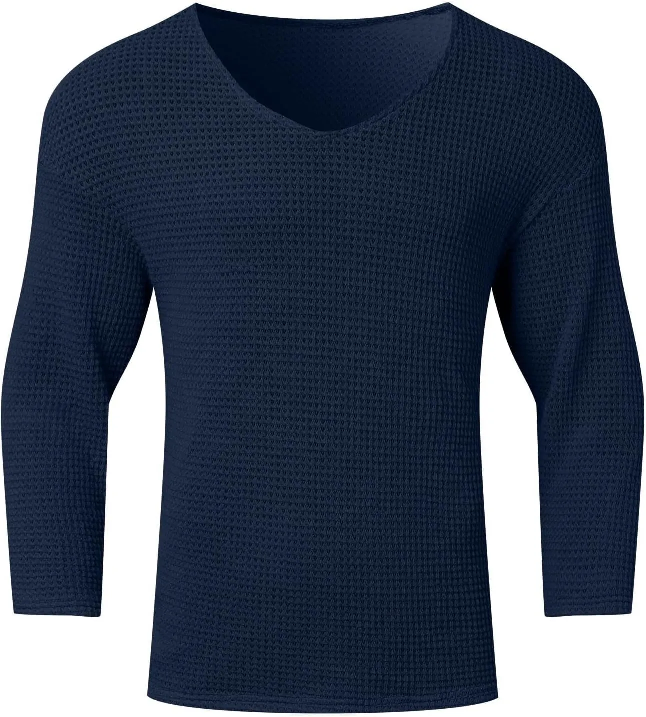 Mens V Neck Pullover Sweater Lightweight Long Sleeve Knit Sweaters Casual Solid Color Fall Jumper Tops