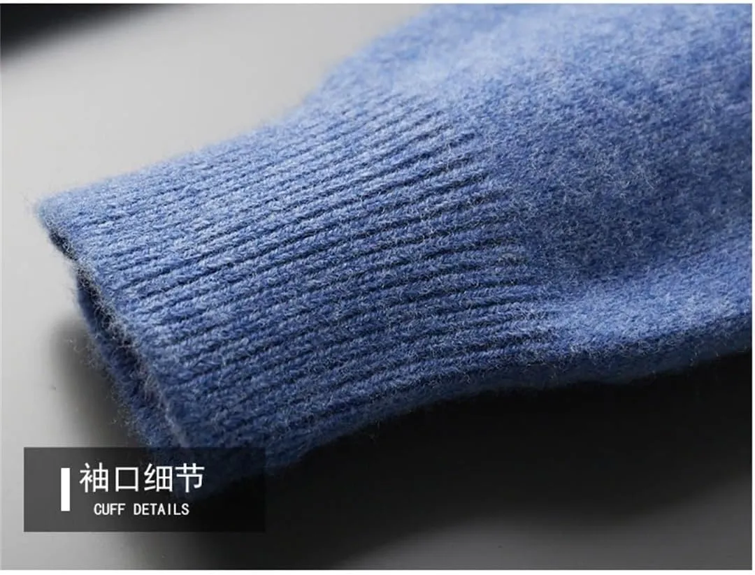 Men's V-Neck Solid Pullovers Loose Knit Base Shirt Business Sweater Tops