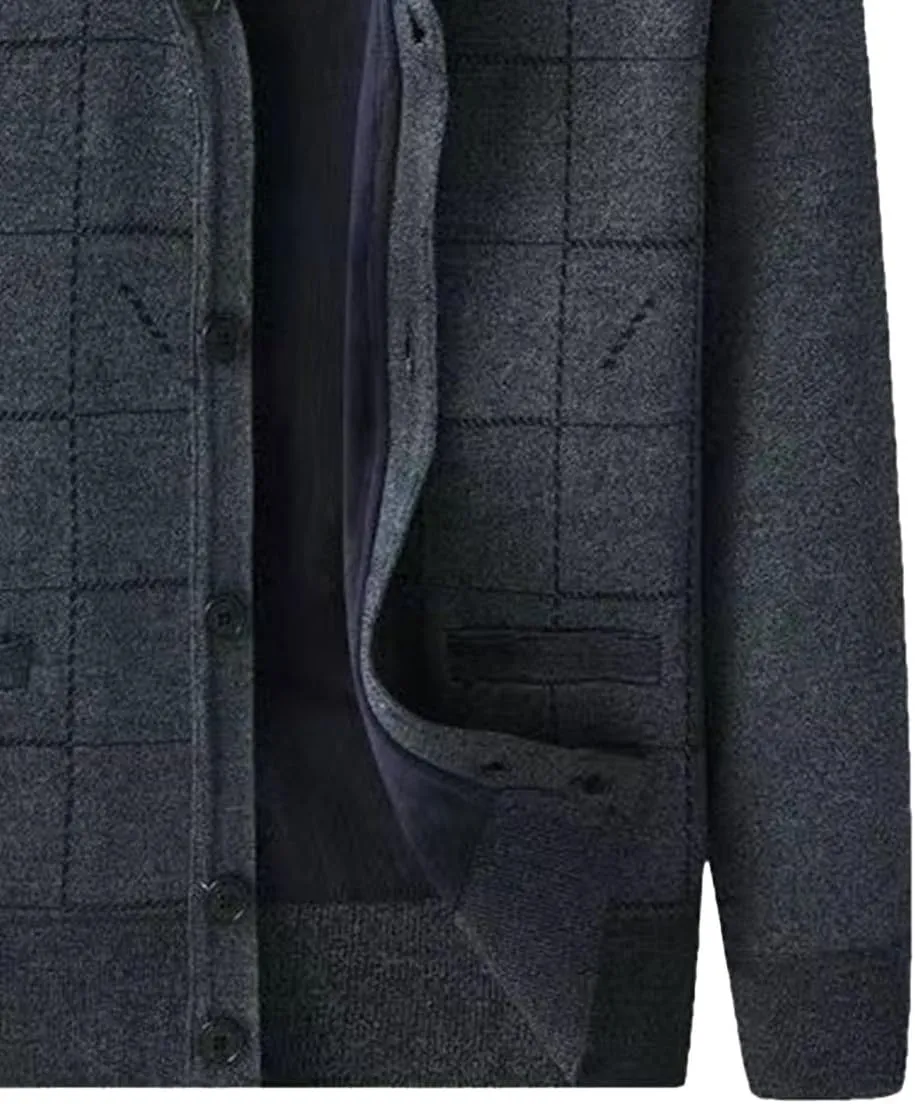 Men's Warm Cardigan Sweaters Long Sleeve V Neck Chunky Button Down Sweaters Fall Winter Outwear Knitted Sweaters