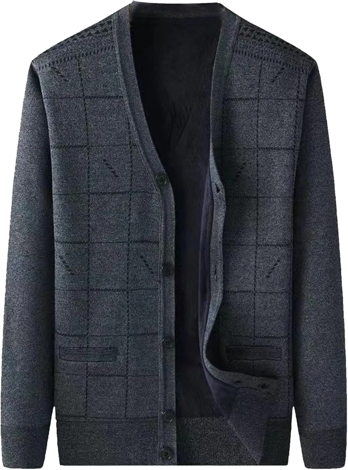 Men's Warm Cardigan Sweaters Long Sleeve V Neck Chunky Button Down Sweaters Fall Winter Outwear Knitted Sweaters
