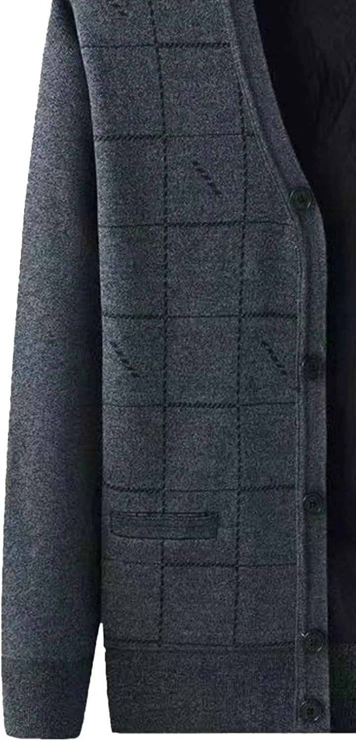 Men's Warm Cardigan Sweaters Long Sleeve V Neck Chunky Button Down Sweaters Fall Winter Outwear Knitted Sweaters