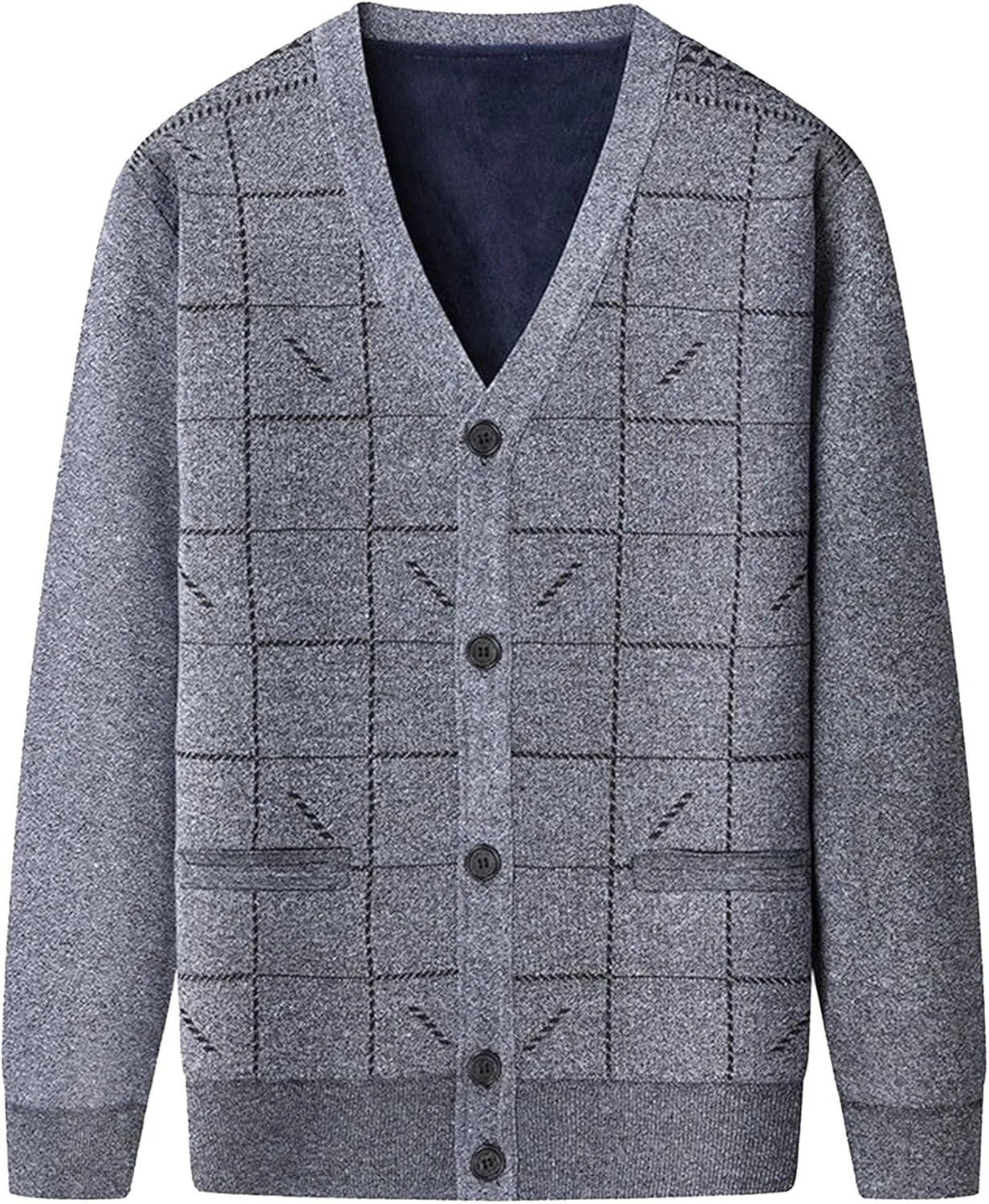 Men's Warm Cardigan Sweaters Long Sleeve V Neck Chunky Button Down Sweaters Fall Winter Outwear Knitted Sweaters
