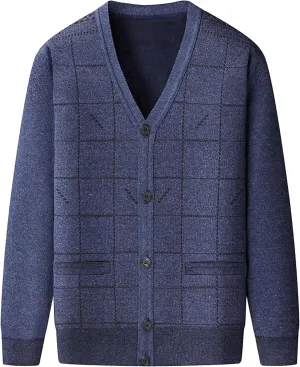 Men's Warm Cardigan Sweaters Long Sleeve V Neck Chunky Button Down Sweaters Fall Winter Outwear Knitted Sweaters