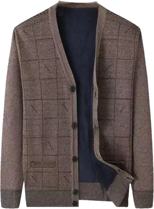 Men's Warm Cardigan Sweaters Long Sleeve V Neck Chunky Button Down Sweaters Fall Winter Outwear Knitted Sweaters