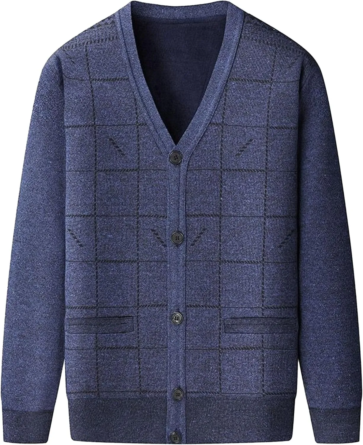 Men's Warm Cardigan Sweaters Long Sleeve V Neck Chunky Button Down Sweaters Fall Winter Outwear Knitted Sweaters