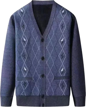 Men's Warm Cardigan Sweaters Long Sleeve V Neck Chunky Button Down Sweaters Fall Winter Outwear Knitted Sweaters