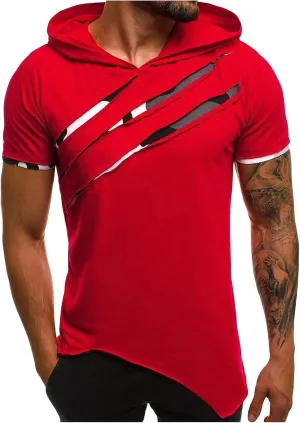 Mens Zip Up Hoodies Men's Pure Color Hoodie Sport Short Sleeve Shirt Top Blouse Zipper Hoodies XL