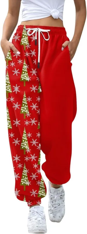 Merry Christmas Sweatpants Sweatpants Workout Active Joggers Pants Baggy Bottoms Winter Christmas Printed Christmas
