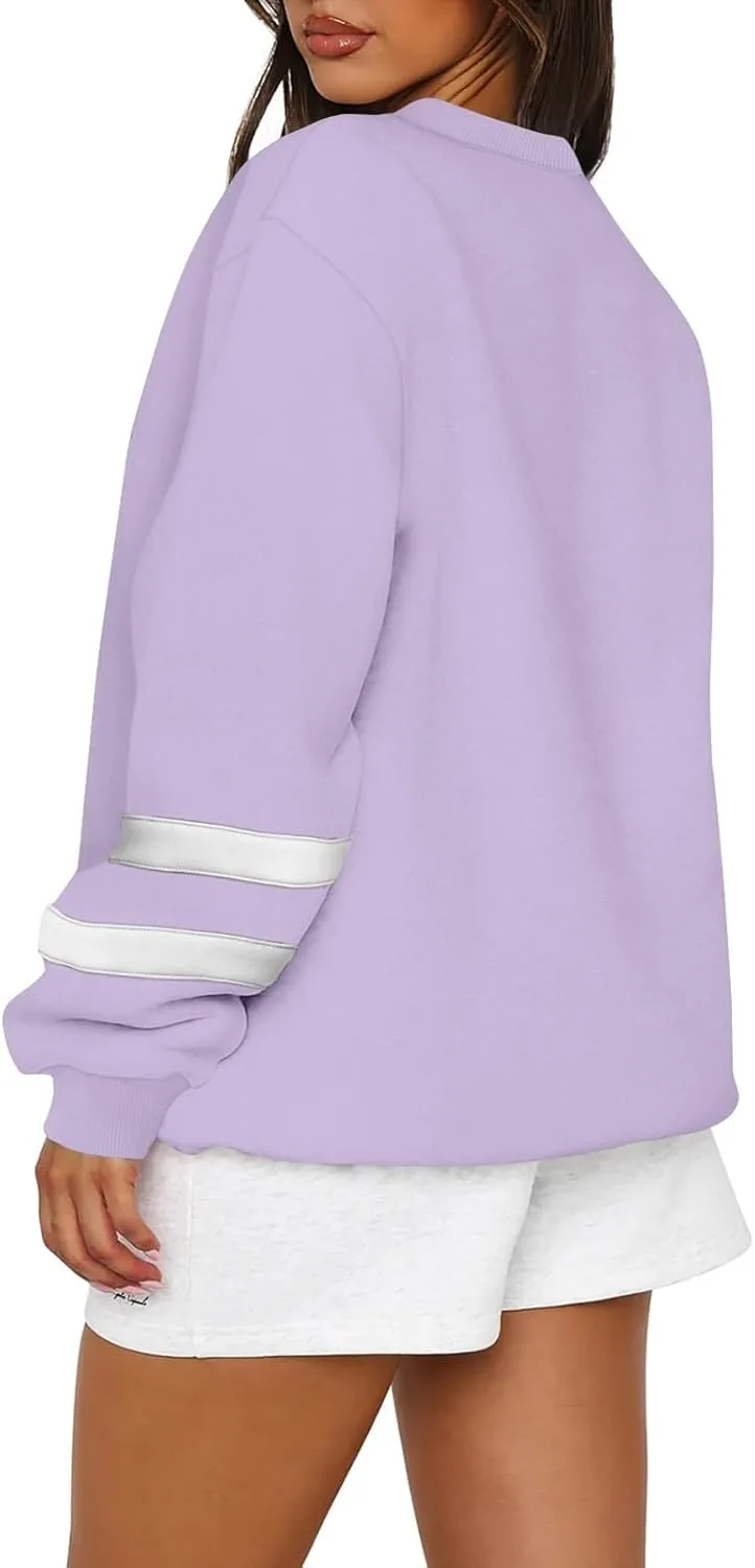 midelxp Womens Plus Size Sweatshirts Color Block Oversized Crewneck Sweatshirts Winter Warm Fleece Pullover Cute Fall Outfits