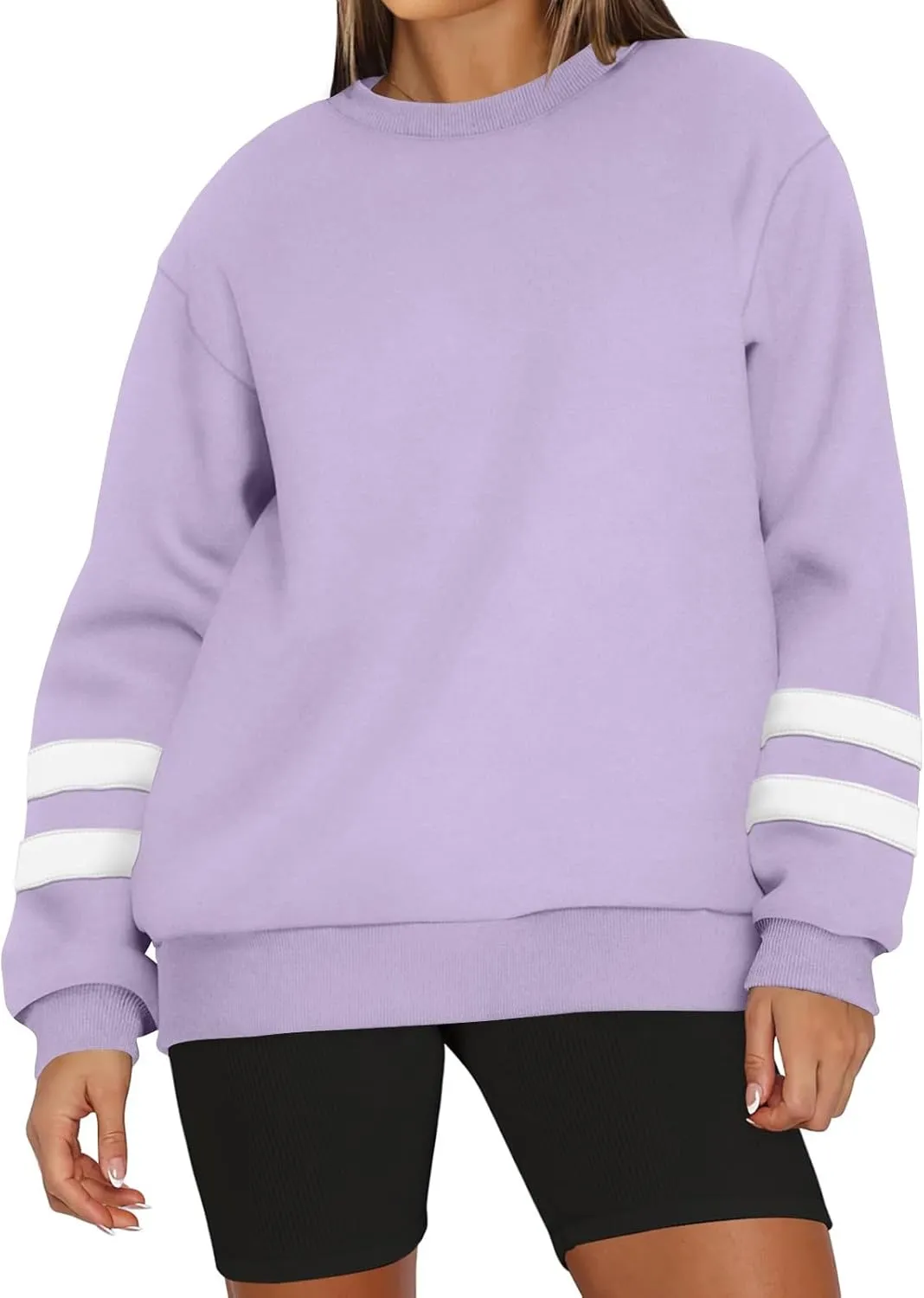 midelxp Womens Plus Size Sweatshirts Color Block Oversized Crewneck Sweatshirts Winter Warm Fleece Pullover Cute Fall Outfits