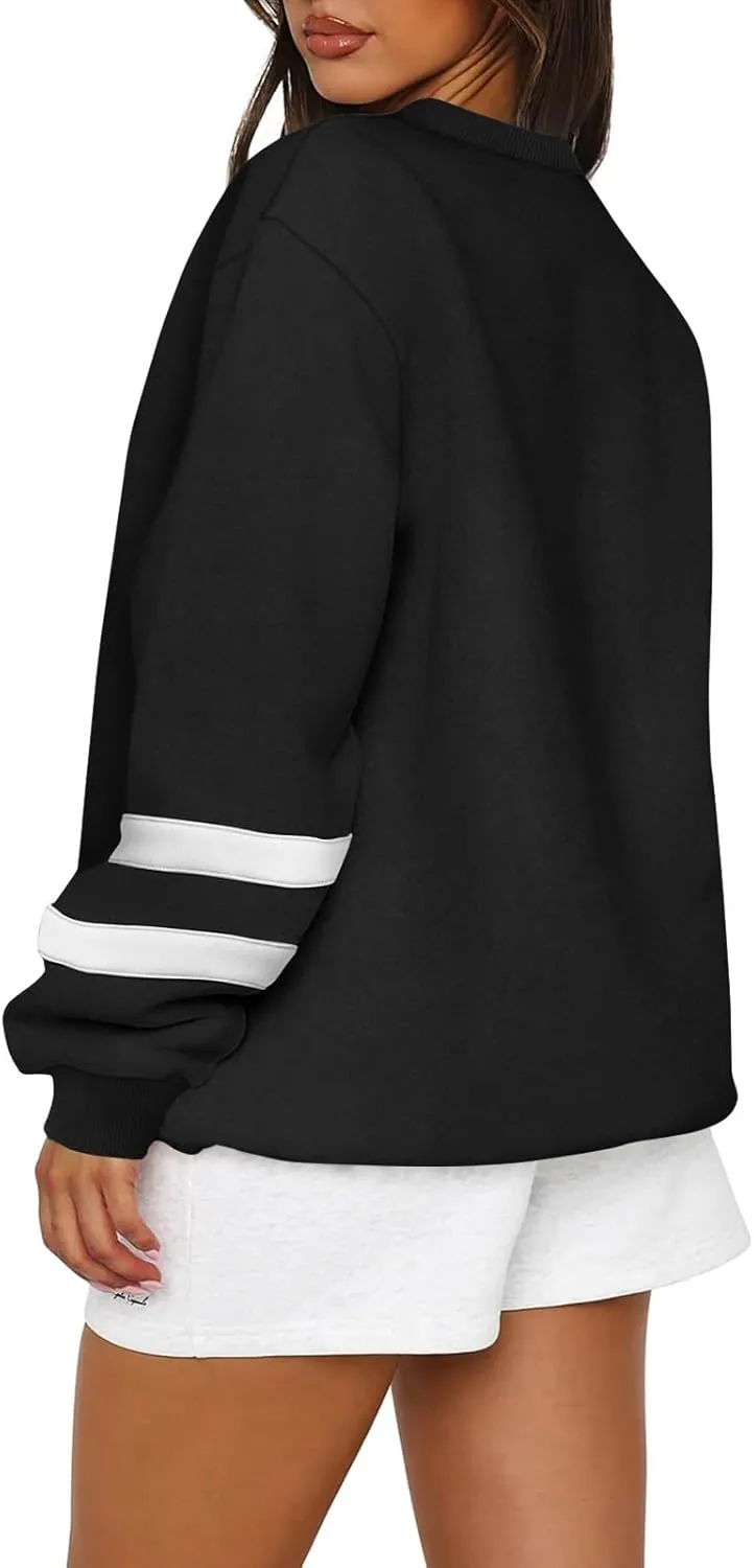midelxp Womens Plus Size Sweatshirts Color Block Oversized Crewneck Sweatshirts Winter Warm Fleece Pullover Cute Fall Outfits