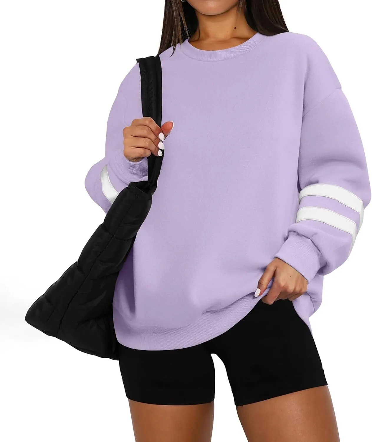 midelxp Womens Plus Size Sweatshirts Color Block Oversized Crewneck Sweatshirts Winter Warm Fleece Pullover Cute Fall Outfits