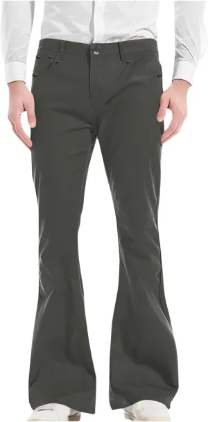 Muscularfit Men's Pants Slim Fit Stretch Fashion Chino Bell Bottom Flares Pants Causal Vintage Zipper Button Autumn Trousers