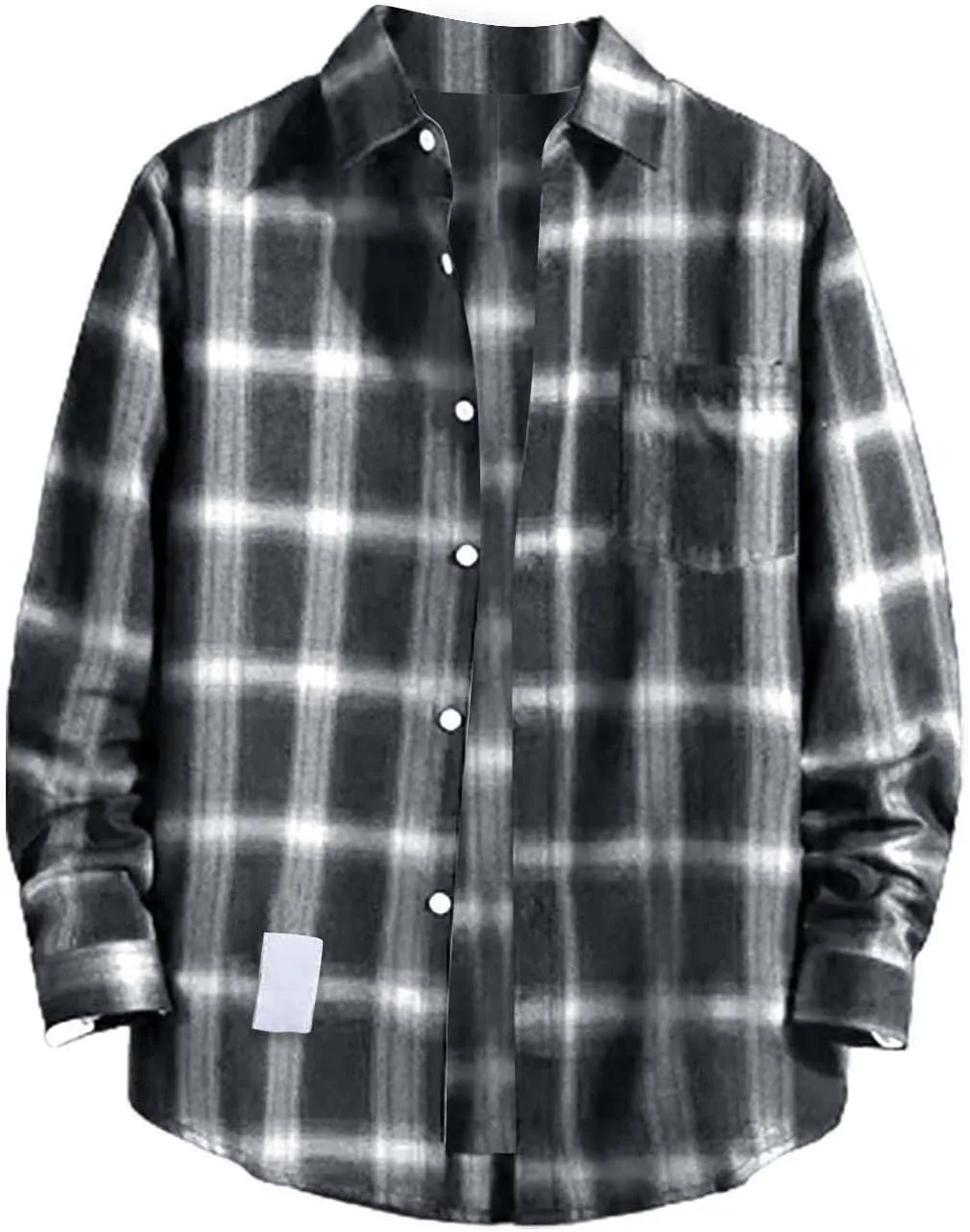 Muyise Mens Button Down Shirts Cotton Long Sleeve Paid Shirts Regular Fit Casual Lightweight Work Office Shirts with Pocket