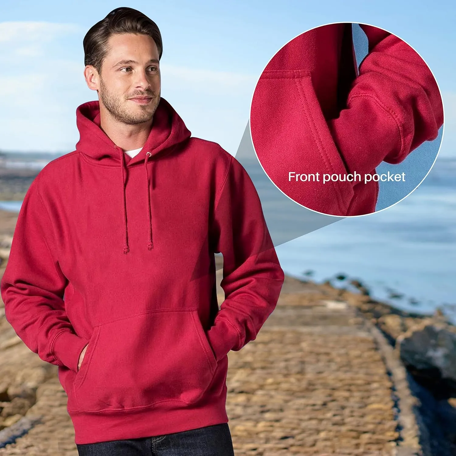 MV Sport Casual Heavyweight Fleece Hoodies for Men Thick Drawstring Hoodie Sweatshirt Mens Hoodies Cotton Pullover