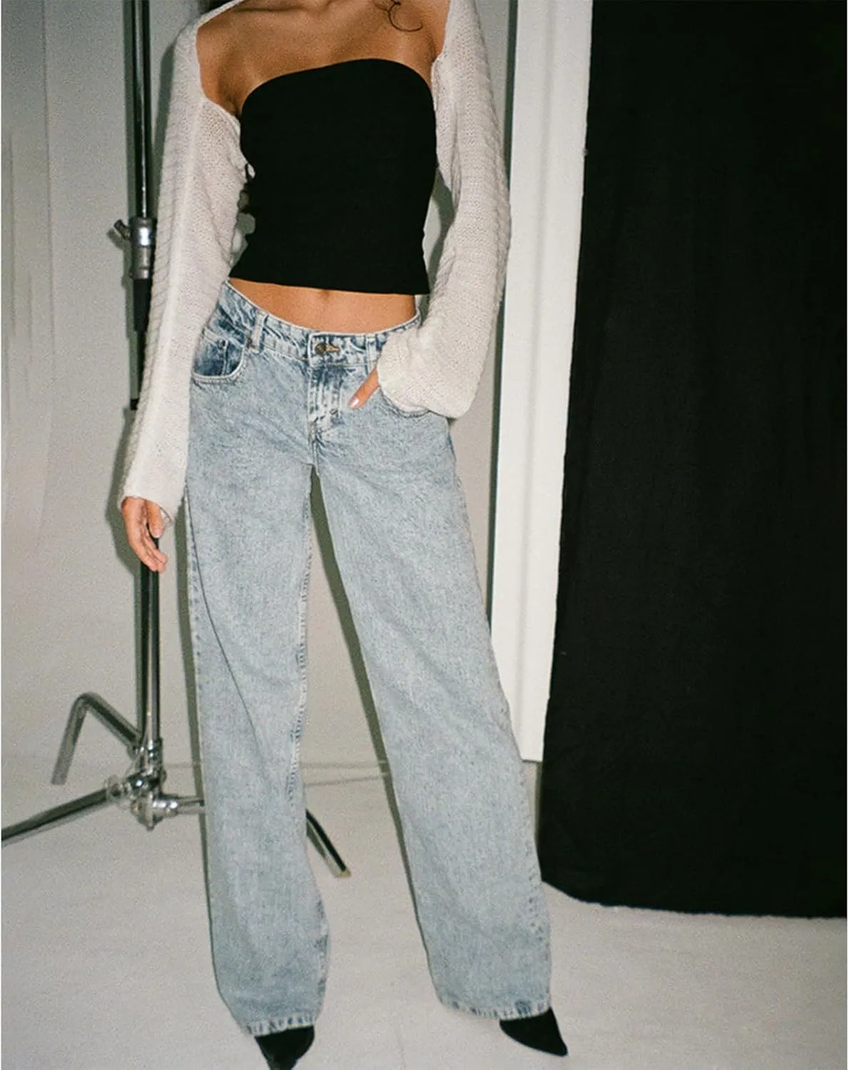 Mxiqqpltky Low Rise Jeans for Women Mom Jeans Wide Straight Leg Baggy Jeans Y2k Vintage Boyfriend Denim Pants Streetwear