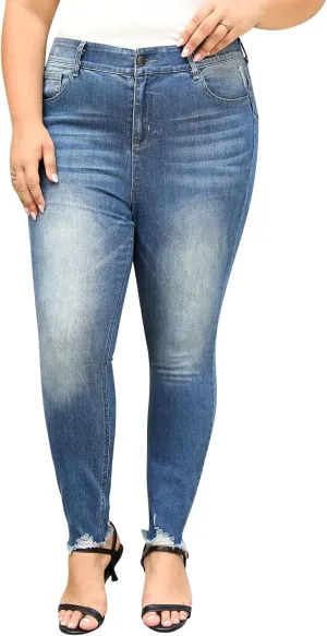 Nemidor Womens Plus Size Skinny Jeans High-Rise Premium Stretchy Denim Jeans