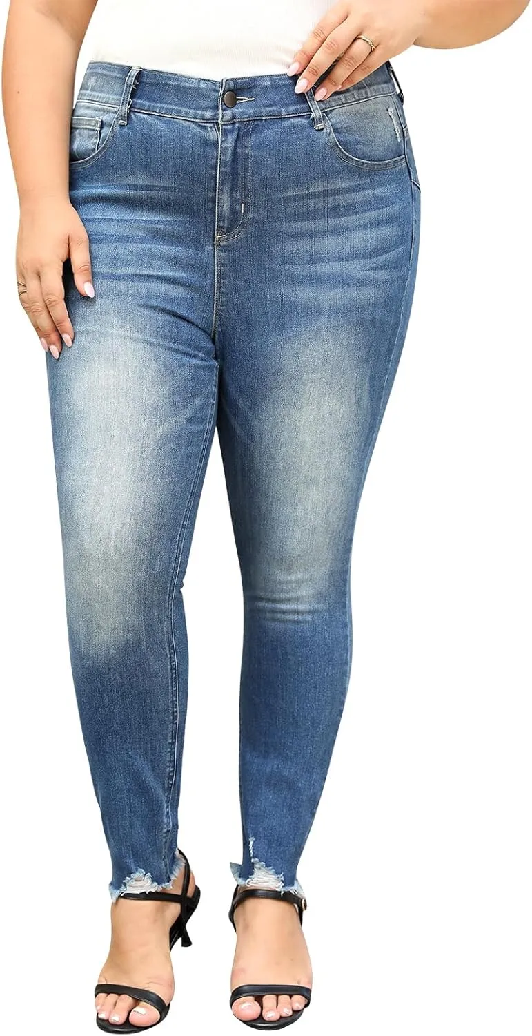 Nemidor Womens Plus Size Skinny Jeans High-Rise Premium Stretchy Denim Jeans
