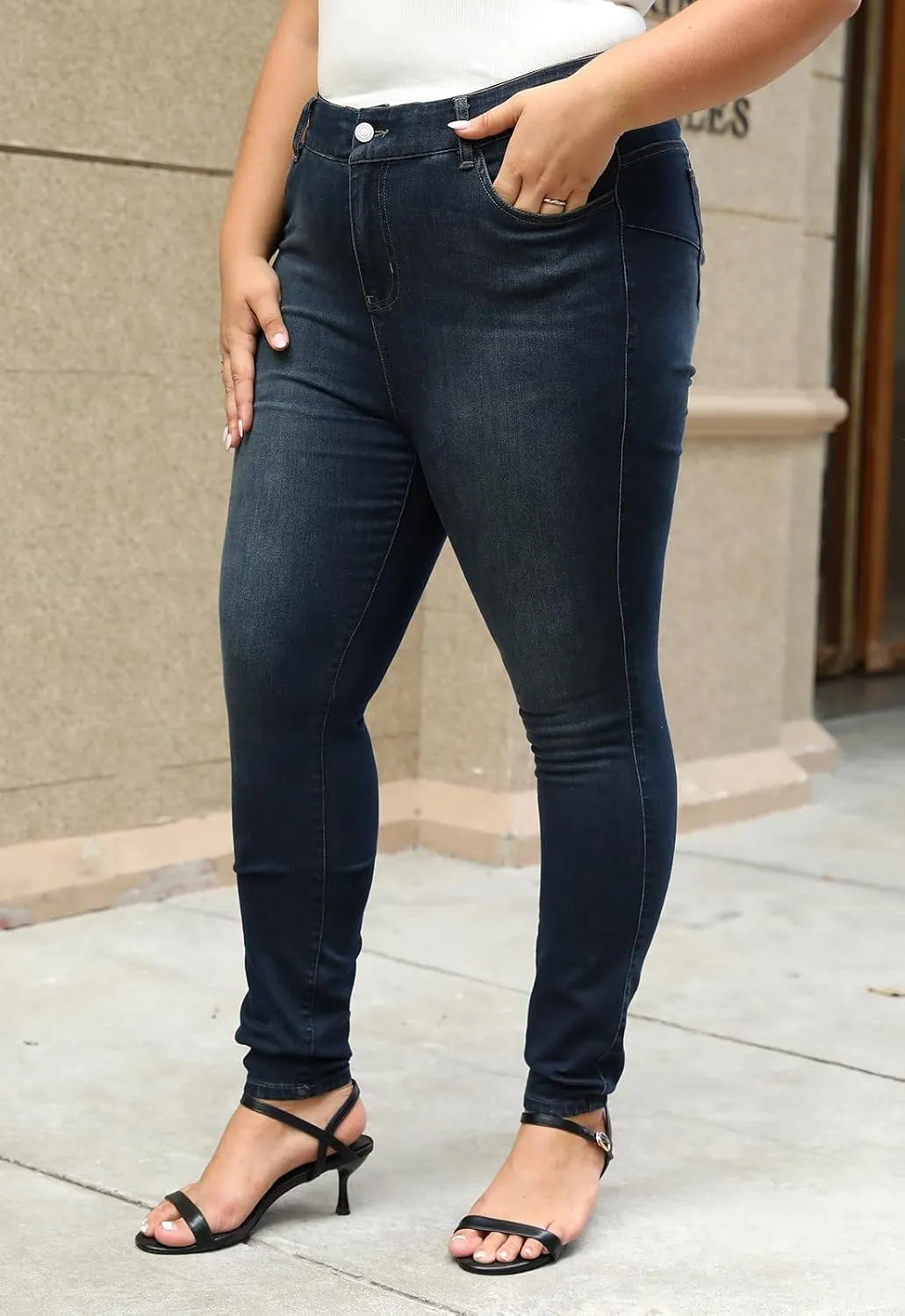 Nemidor Womens Plus Size Skinny Jeans High-Rise Premium Stretchy Denim Jeans