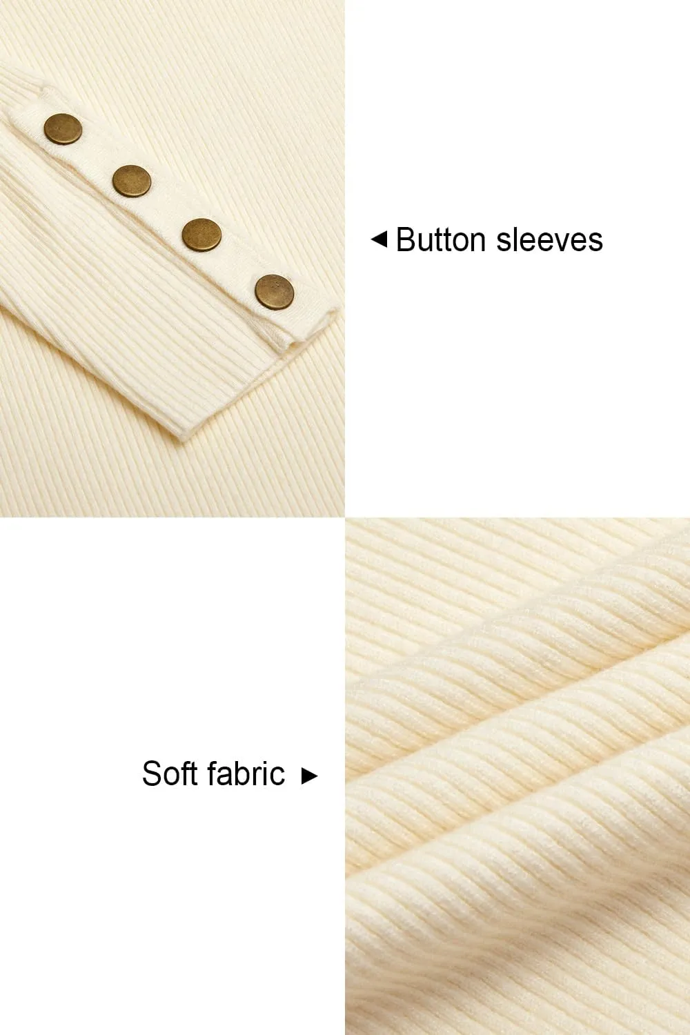 Newshows Womens Sweaters Fall V Neck Pullover Long Sleeve Stretch Button Casual Ribbed Knit Tops