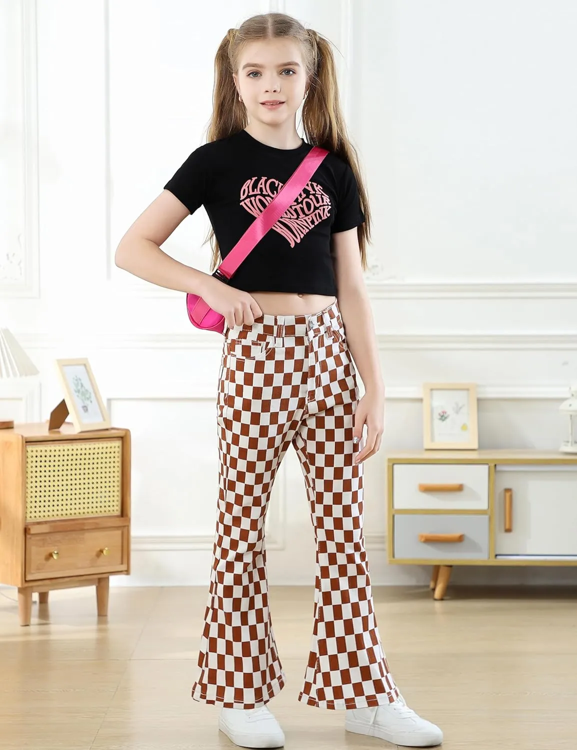 OeyFnbmO Birthday Gifts for Girls Flare Pants High Waisted Bootcut Stretch 70s Bell Bottom Jeans