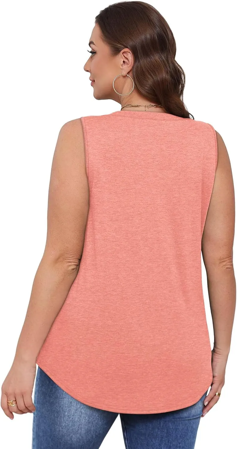 OFEEFAN Womens Tank Tops 2025 Loose Fit Casual V Neck Shirts Flowy Sleeveless Summer Tops