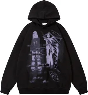 Oversized Hoodies Graphic Sweatshirts Grunge Jacket Vintage Streetwear Y2k Goth Baggy Shadow Print Hoodies For Men