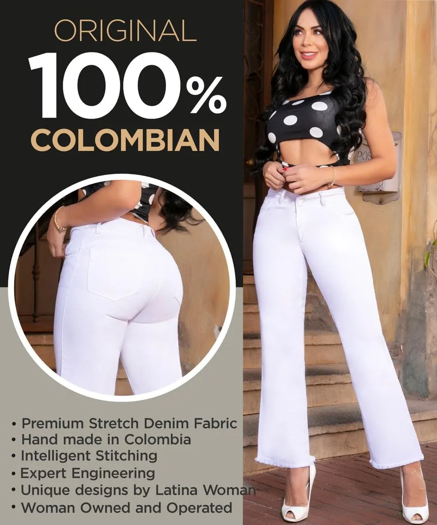 Pantalones Colombianos Levanta Cola | Butt Lifting Jeans for Women Colombian Jeans for Women Butt Lift Boot Cut Jeans Blue