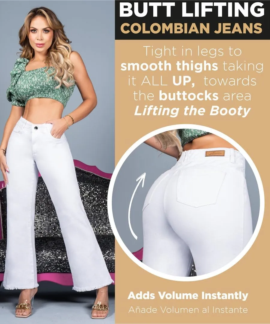 Pantalones Colombianos Levanta Cola | Butt Lifting Jeans for Women Colombian Jeans for Women Butt Lift Boot Cut Jeans Blue