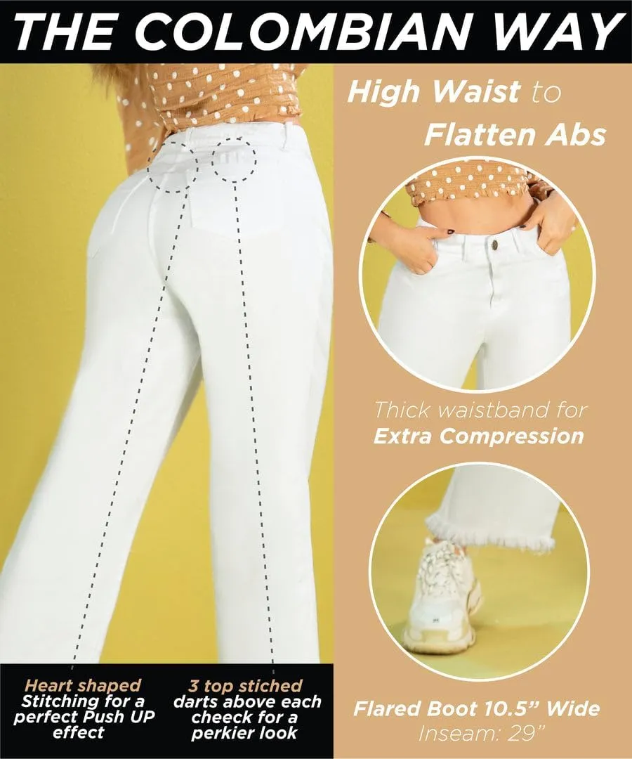 Pantalones Colombianos Levanta Cola | Butt Lifting Jeans for Women Colombian Jeans for Women Butt Lift Boot Cut Jeans Blue