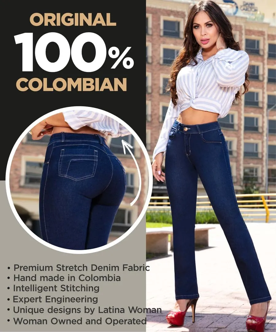 Pantalones Colombianos Levanta Cola | Butt Lifting Jeans for Women Colombian Jeans for Women Butt Lift Boot Cut Jeans Blue