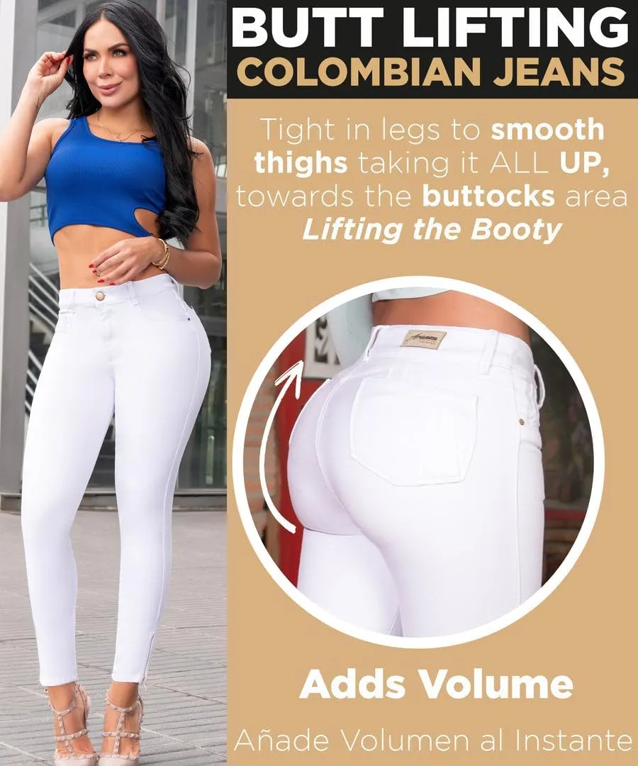 Pantalones Colombianos Levanta Cola | Butt Lifting Jeans for Women Colombian Jeans for Women Butt Lift Boot Cut Jeans Blue