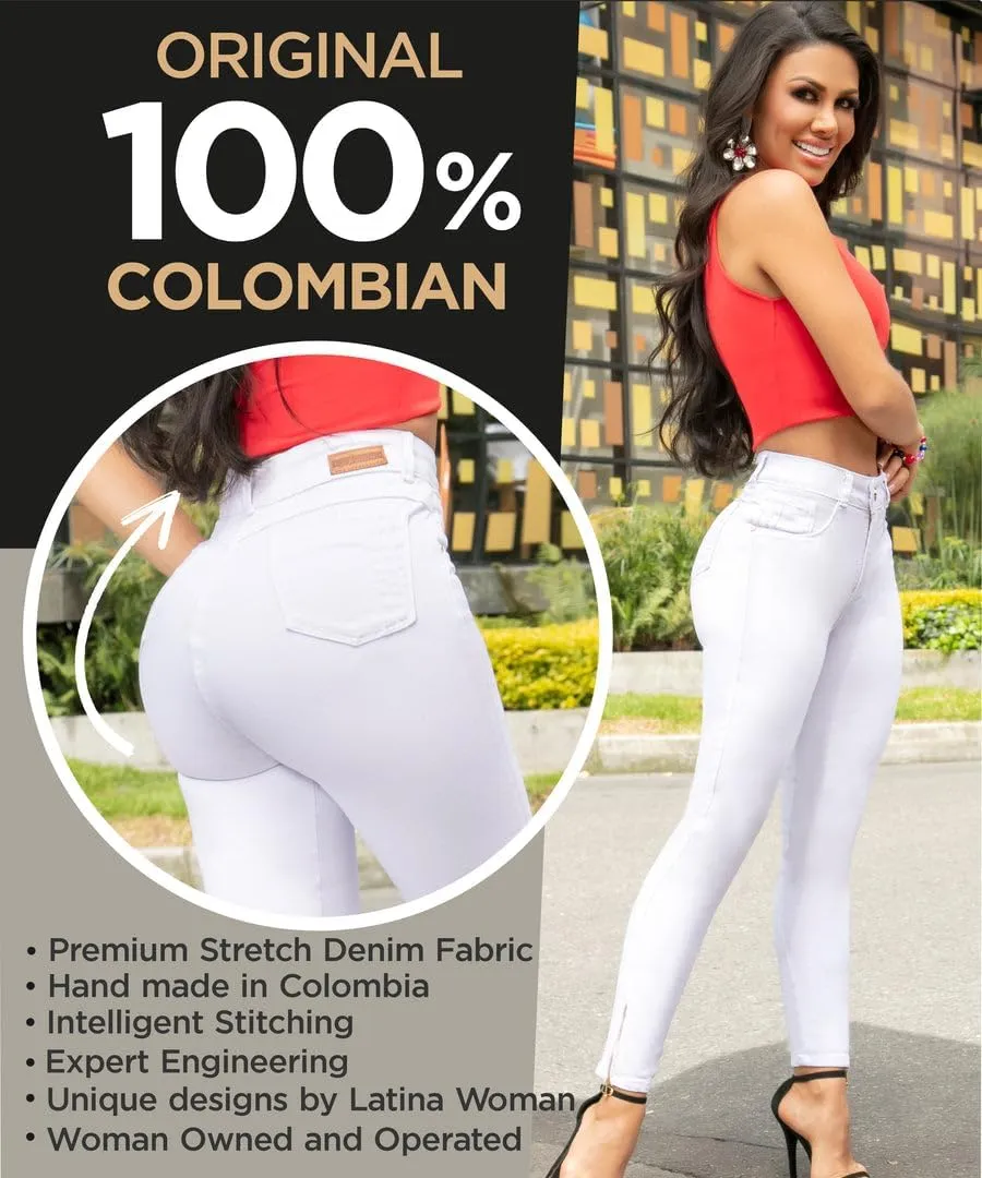 Pantalones Colombianos Levanta Cola | Butt Lifting Jeans for Women Colombian Jeans for Women Butt Lift Boot Cut Jeans Blue