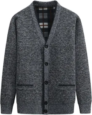 PEHMEA Men's Knitted Cardigan Sweaters Thick Warm V Neck Button Down Sweaters
