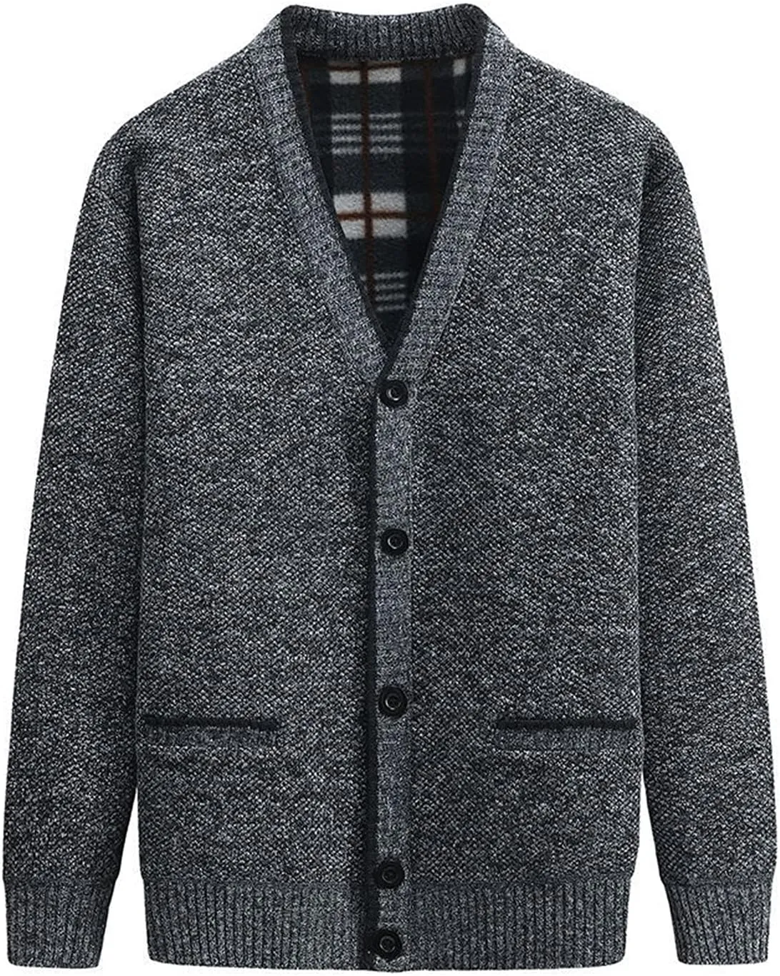 PEHMEA Men's Knitted Cardigan Sweaters Thick Warm V Neck Button Down Sweaters