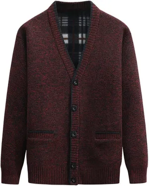 PEHMEA Men's Knitted Cardigan Sweaters Thick Warm V Neck Button Down Sweaters