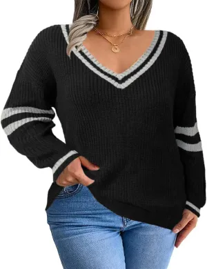 Plus-Size Sweaters for Women Long Sleeve Knit Pullover Sweaters 1XL-5XL