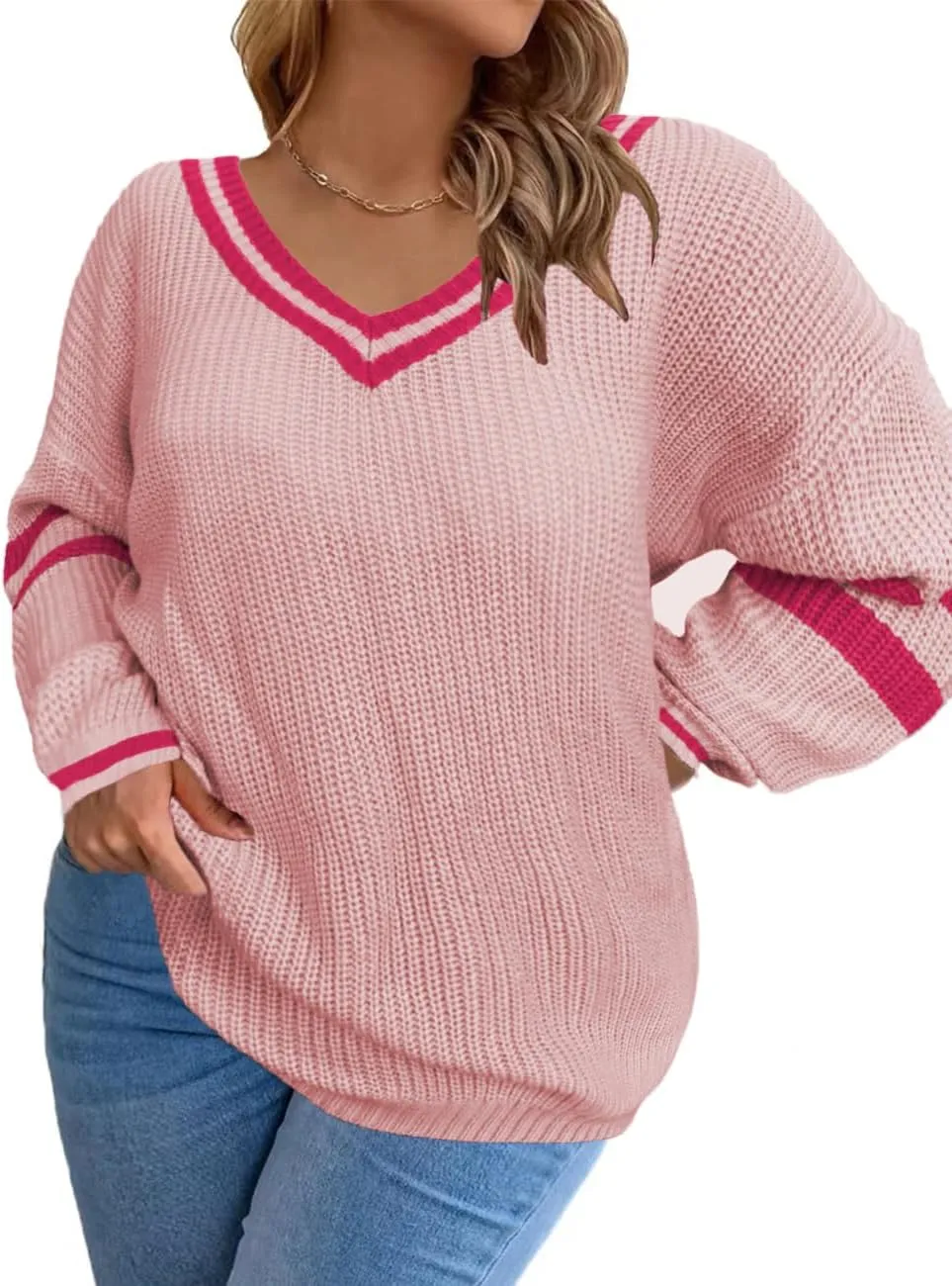 Plus-Size Sweaters for Women Long Sleeve Knit Pullover Sweaters 1XL-5XL