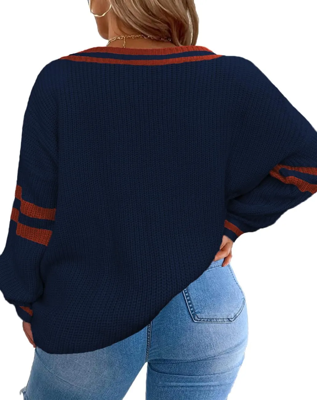 Plus-Size Sweaters for Women Long Sleeve Knit Pullover Sweaters 1XL-5XL