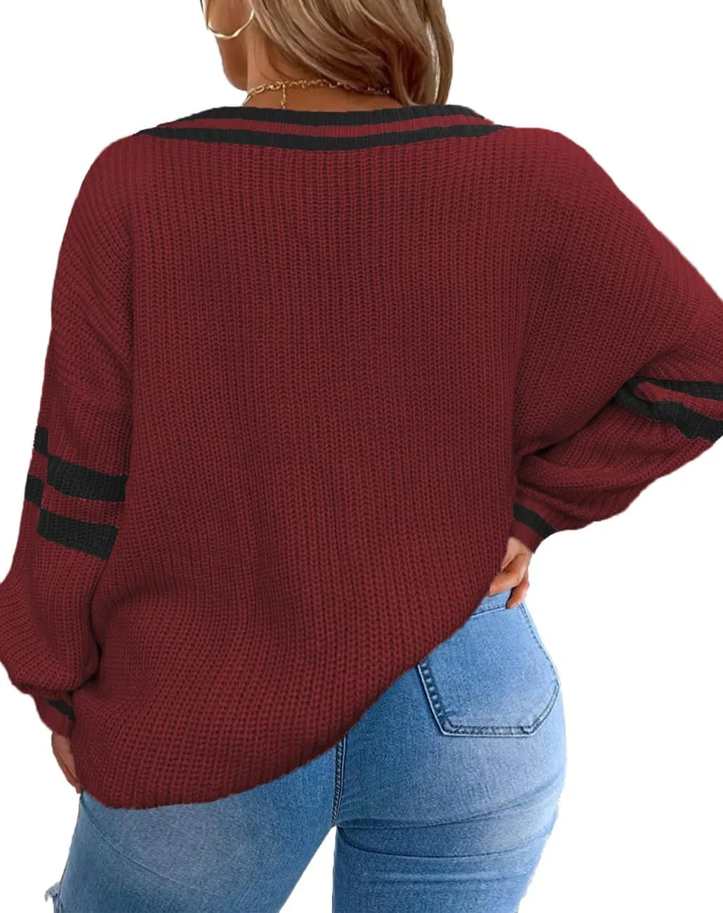 Plus-Size Sweaters for Women Long Sleeve Knit Pullover Sweaters 1XL-5XL