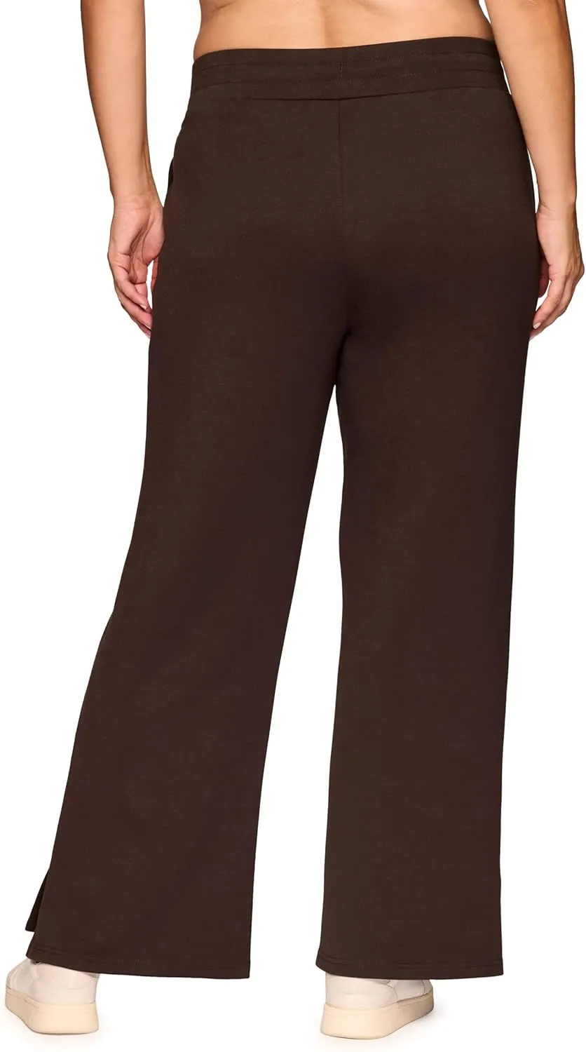 RBX Women's Plus Size Lightweight Sweatpants Luxe Athleisure Fabric Wide Leg Pant with Pockets Yoga Pants with Bungee Waist