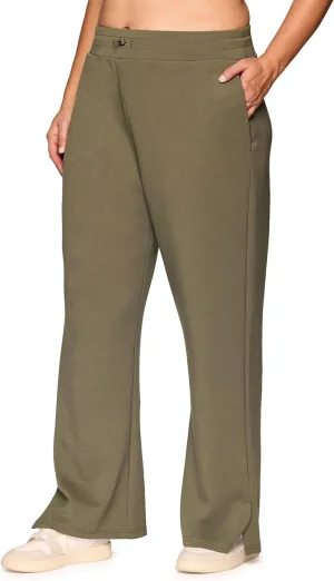 RBX Women's Plus Size Lightweight Sweatpants Luxe Athleisure Fabric Wide Leg Pant with Pockets Yoga Pants with Bungee Waist