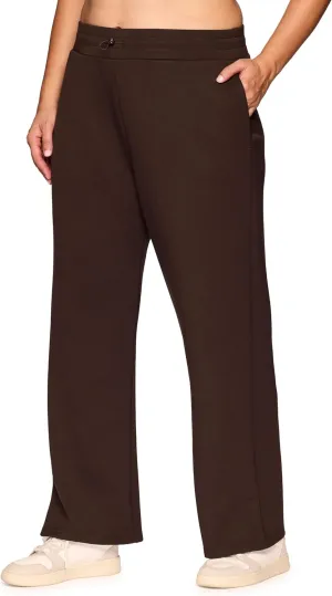 RBX Women's Plus Size Lightweight Sweatpants Luxe Athleisure Fabric Wide Leg Pant with Pockets Yoga Pants with Bungee Waist
