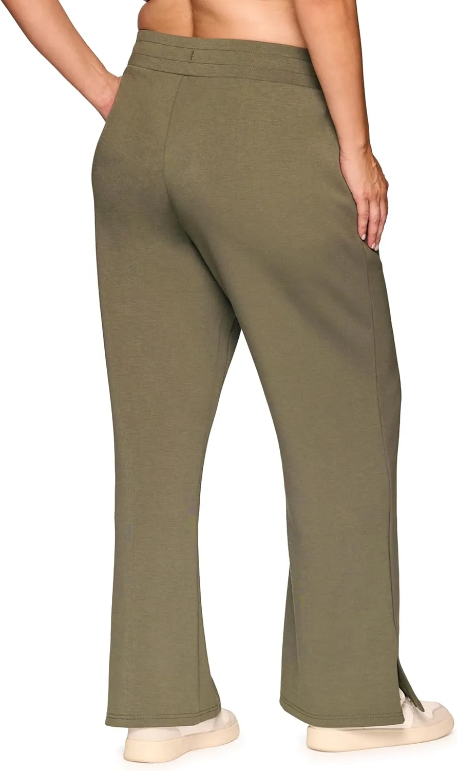 RBX Women's Plus Size Lightweight Sweatpants Luxe Athleisure Fabric Wide Leg Pant with Pockets Yoga Pants with Bungee Waist