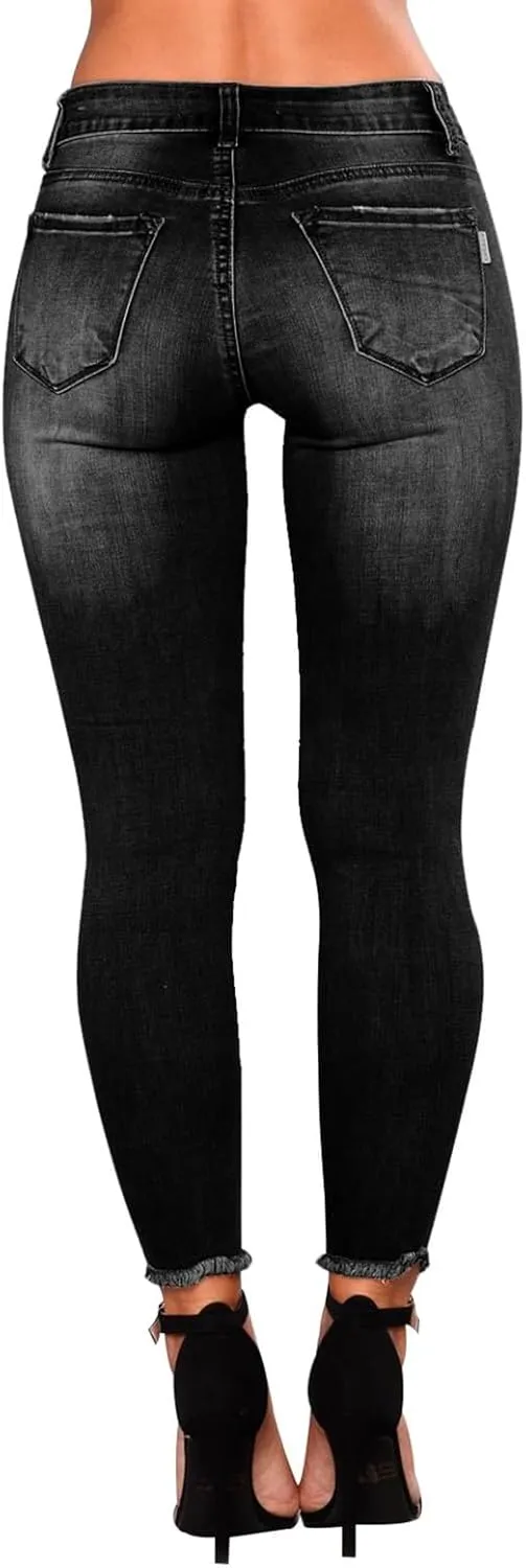 Ripped Jeans Womens Fall Fashion 2024 Trendy Stretchy Skinny Jeans Boyfriend Distressed Jeans Destroyed Denim Jeggings